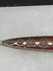 Vintage Art Deco Bar Pin Enamel With Clear Rhinestones