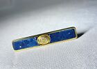 Auth Gucci Tie Pin Interlocking Gg Logo X Blue Marble X Gold Tie Clip Tie Bar