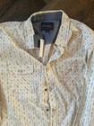 Thread Grit Men s White blue Geometric Long Sleeve Button-up W  Pockets