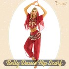 Red 3 Rows Belly Dance Hip Skirt Scarf Wrap Belt Hipscarf W  Gold Coins Us Ship