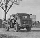 Antique Glass Photo Negative  Wwii Us Military Vehicle In Germany W convoy