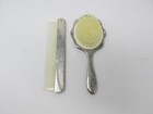 Vintage Brush Comb Vanity Set Roses Hand Held Green Leaves 7  Lot Of 2