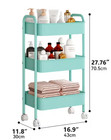 3-shelf Heavy-duty Carbon-steel Rolling Cart Shelving Unit   Blk  Grn  Wht