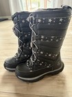 Nwt Lands    End Kids Winter Snow Boots Black Silver Stars Youth Us 11 Eu 28