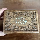 Vintage Hand Carved Wood Tarot Card Box Or Trinket Box Carved In India