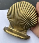 Vintage Heavy Solid Brass Scallop Clam Shell Bookend Desk Mantel Decor