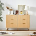 6 Drawer Dresser Wood Storage Cabinet Chests Of Drawer For Bedroom Natural