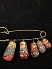 Vintage Russian Nesting Dolls Pins Brooches Multi-color Family  Set Of 2