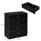 Ubesgoo Black Chest Of Drawers Dresser Wood Organizer Cabinet  4 Drawer Nightsta