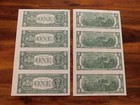 Uncut Sheets Of  4  U s   1 One    2 Two Dollar Bills Gem Unc Makes A Nice Gift 