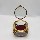Vintage Matson Filigree Rose Jewelry Casket With Beveled Glass