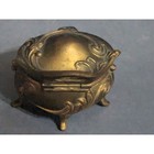 Antique Brass Footed Trinket Box With Hinged Lid   Ornate Art Nouveau Design