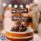Rustic Sweet Baby Boy Cake Topper In Wood It s A Boy Announcement Wooden Cake   