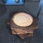 Vintage Sere Wood Hand Crafter Coasters Mcm Hardwood Set Of 7 Japan Cork