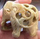 Soapstone Elephant Statue Vintage Hand Carved Stone Baby Inside Mother Figurine