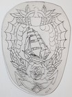 Old Vintage Original Traditional Acetate Tattoo Stencil Sailor Clipper Ship 4