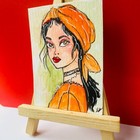 Girl Portrait Orange Headscarf Aceo Style Mini Art Original Acrylic Painting New