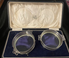 James Weir  Sterling Silver Wine Coasters 2 Pc Orig Box Glasgow 1925        