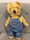 Vintage 21    Fluffy Gold Mohair Fully Jointed Artist Teddy Bear W  Denim Overalls