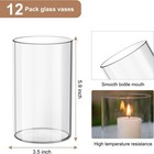 12pcs Clear Glass Cylinder Vases - 6 Inch Tall For Elegant Weddings   Events