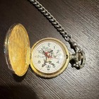 Acme Cartoon Taz Quartz Full Hunter Gold Pocket Watch With Chain