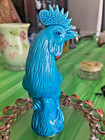 Vintage Chinese Shiwan-style Turquoise Glazed Rooster Figurine     Mid Century Cer