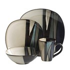 Gibson Elite Althea 16-piece Dinnerware Set  Teal Reactive Glaze Stoneware  New