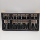 Vtg Lotus Flower Brand Wood Chinese Abacus 13 Rods 91 Black Beads Frame Suanpan