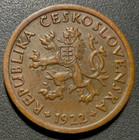 Czechoslovakia - First Republic  1918-1938   Old Brass Coin 10 Haleru 1922  