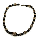 Dobbs Vintage Sterling Silver Black Bead Art Nouveau 18  Necklace 32 G Signed Eu