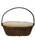 Vintage Signed Nantucket Lightship Basket Oval Wood Base Swing Handle Liner Cane