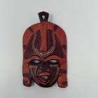 Hand Carved Painted Wood Mask Mini African Tribal Hanging Cultural Wall Art