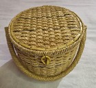 Vtg Singer Sewing Basket  Wicker Box Made In Japan Large Lined 1960s