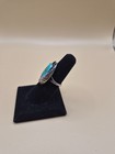 Antique Coin Silver Native American Navajo Ring With Turquoise Size 7 5
