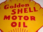 Vintage  golden Shell Motor Oil  11 3 4  Porcelain Metal Gasoline Seashell    sign