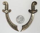  4105 Large Antiqued Brass Decorative Sword - 2 Pcs