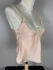 Vintage Lace Trim Pink Satin Camisole Lingerie Slip Top Coquette Love Romantic