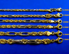 14k Two Tone Gold Solid Milano Figaro Rope Necklace Bracelet Chain 2mm-7mm 7-30 