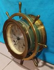 Vtg Seth Thomas Nautical Brass Clock Ships Wheel Bell Strike Helmsman E537-001