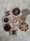 Lot Of 8  22mm -30mstamped  Button Zipper Designer Button  Chanel  Button Charm