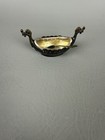Vintage Norway Sterling Silver  925 Viking Ship Design Salt Cellar W  Spoon