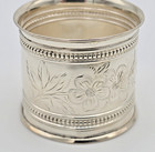 Lg  Antique Gorham Sterling Silver Beaded Bright Cut Napkin Ring -standing Lion