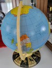 Vtg 50 s Mid Century Metal Color Rotating World Globe Zodiac Base 12    Height 