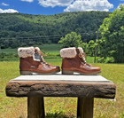 Avellini Faux Fur Lined Combat Leather Brown Boots Womens Sz 40 Us 9