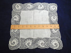 Vintage White Lace Bridal Hankie Handkerchief Netting Embroidery Scallop Edge