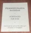 1998 Monopoly Deluxe Edition Game Pennsylvania Rr Deed Card Replacement Piece