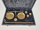Antique Working Brass Vintage Jewellery Balance Scale With Velvet Box   Weights