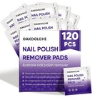 120 Pack Bulk Acetone Nail Polish Remover Pads  Individually Wrapped   Travel   