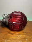 Vintage Mcm Red Glass Swag Mood Light Hanging Pendant Prism Geometric Globe 