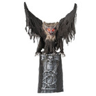 Animated Gargoyle Halloween Prop With Light-up Red Eyes   4 Ft  9    Spooky Deco